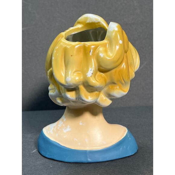 Vintage Nippon Lady Head Vase Large Hand Painted Blonde Morimura Brothers 40s - Picture 2 of 9